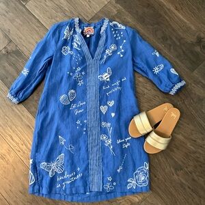 Blue Embroidered Dress